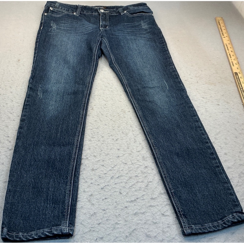 Danesi Y2K Straight Leg Jeans Rhinestone Embellished Back Pockets Size 13 Blue